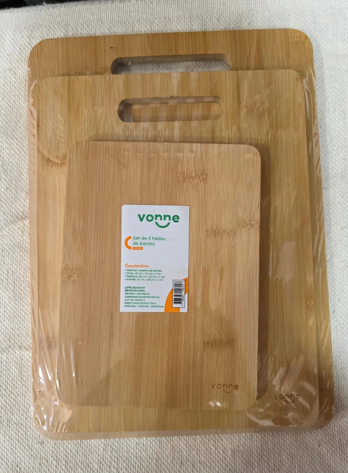 Set 3 Tablas de Bambu
